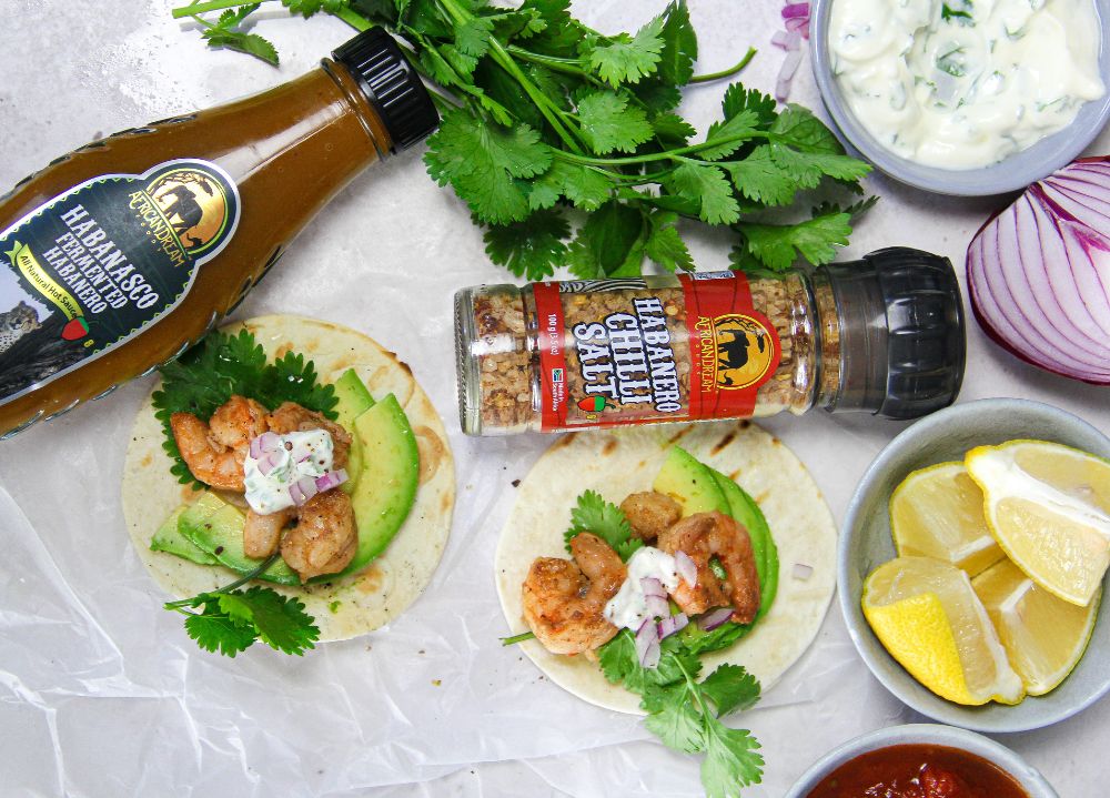 Habanero Grilled Shrimp Tacos with Creamy Cilantro Habanasco Sauce – African Dream Foods