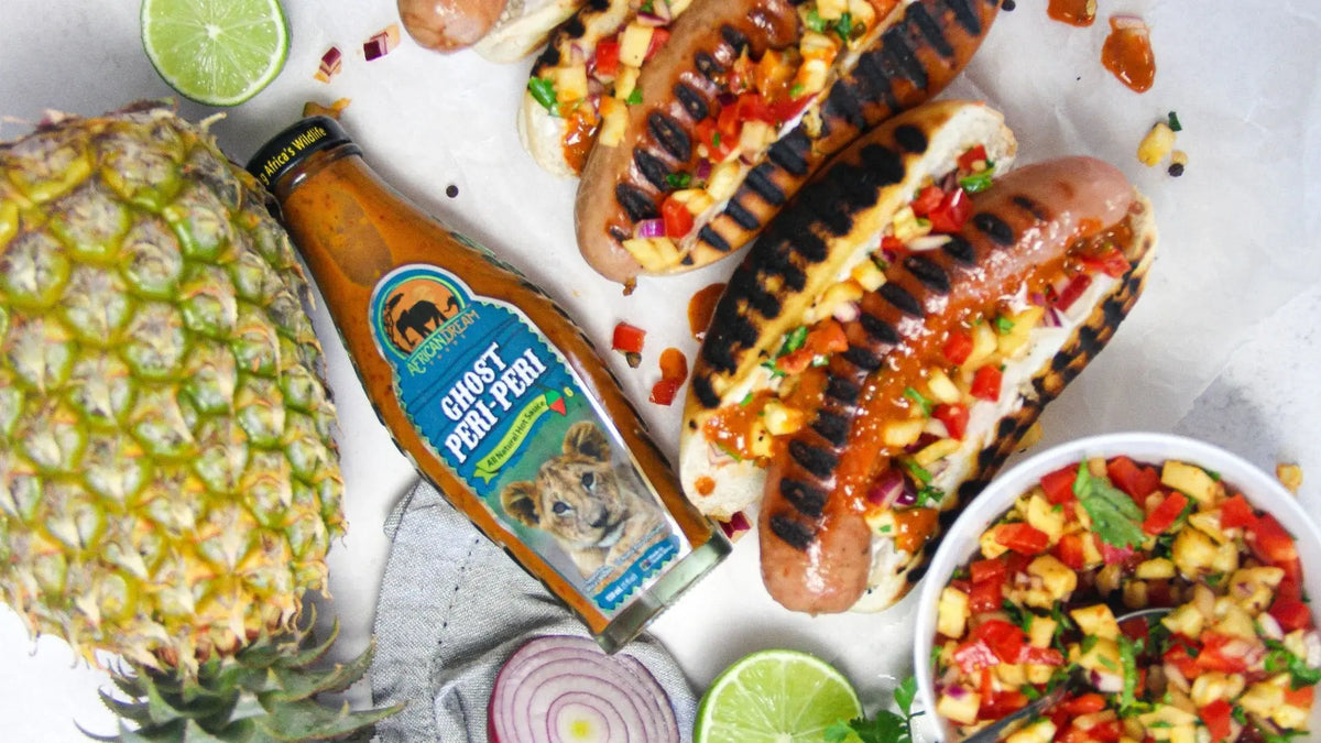 Grilled Hotdogs with Ghost Peri Peri Pineapple Salsa – African Dream Foods